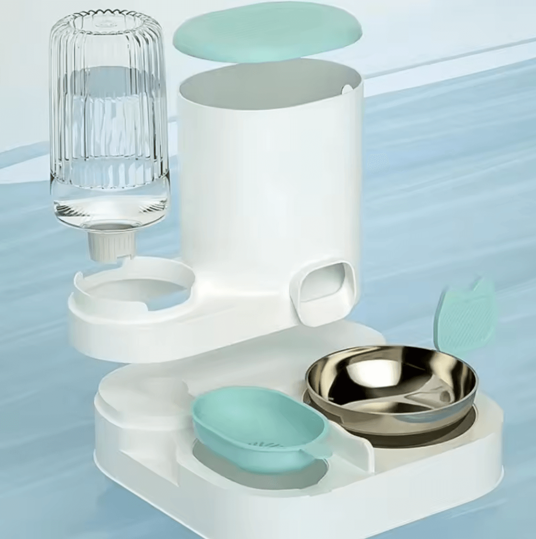 Distributeur Semi-Automatique 2 en 1 – Nourriture & Eau Toujours Disponibles