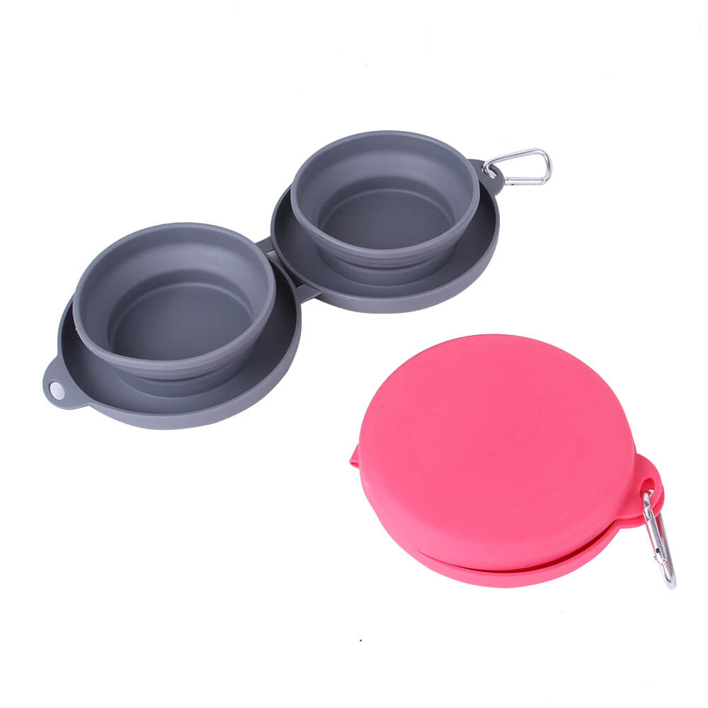 Gamelle double pliable en silicone pour chien et chat