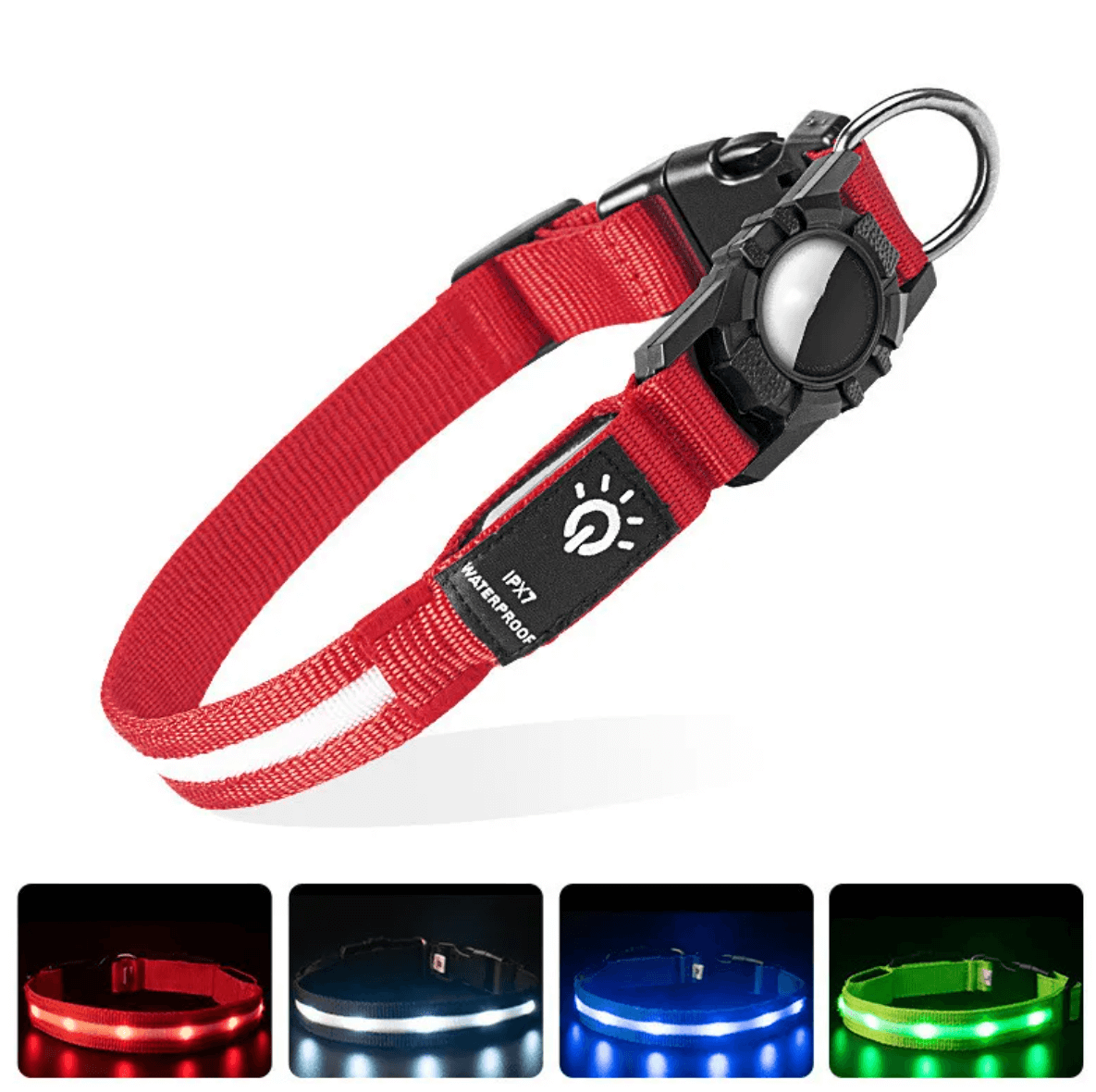 Collier LED intelligent avec support AirTag intégré