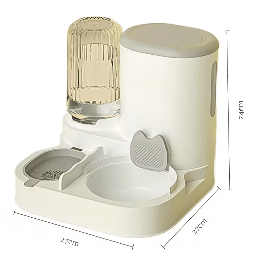 Distributeur Semi-Automatique 2 en 1 – Nourriture & Eau Toujours Disponibles