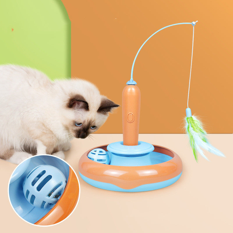Jouet Interactif 2-en-1 pour Chat – Balle Tournante & Plume Folle