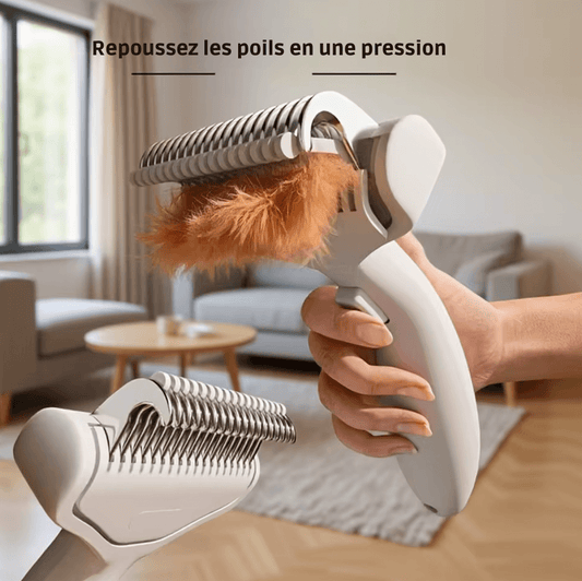 🐶 Brosse Magique Anti-Nœuds – Poils Longs & Épais | Acier Inoxydable & Poignée Ergonomique